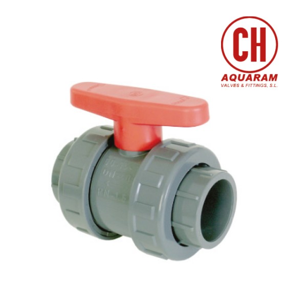 Válvula de Bola de Doble Unión en PVC  U  Lisa ANSI (Para Soldar)